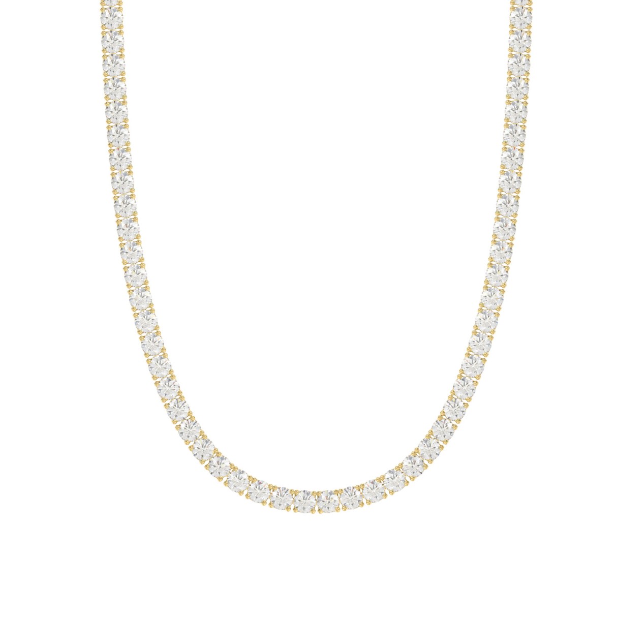 14K Yellow Gold 6.00Ct Round Diamond Tennis Neckla...