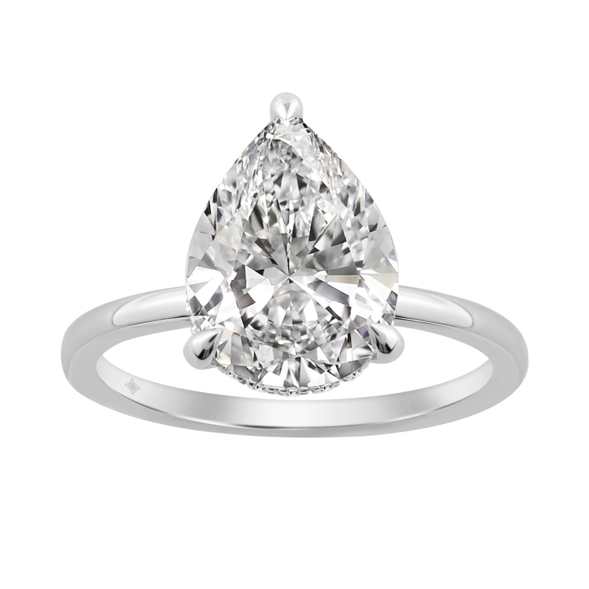 14K WHITE GOLD 3.00CT ROUND/PEAR DIAMOND LADIES RING (CENTER STONE PEAR DIAMOND 3CT)
