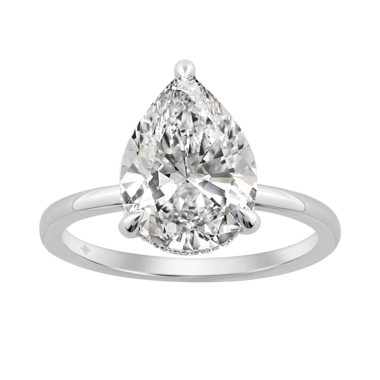14K WHITE GOLD 3.00CT ROUND/PEAR DIAMOND LADIES RI...