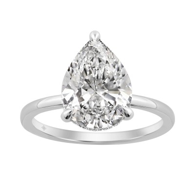 14K WHITE GOLD 3.00CT ROUND/PEAR DIAMOND LADIES RING (CENTER STONE PEAR DIAMOND 3CT)