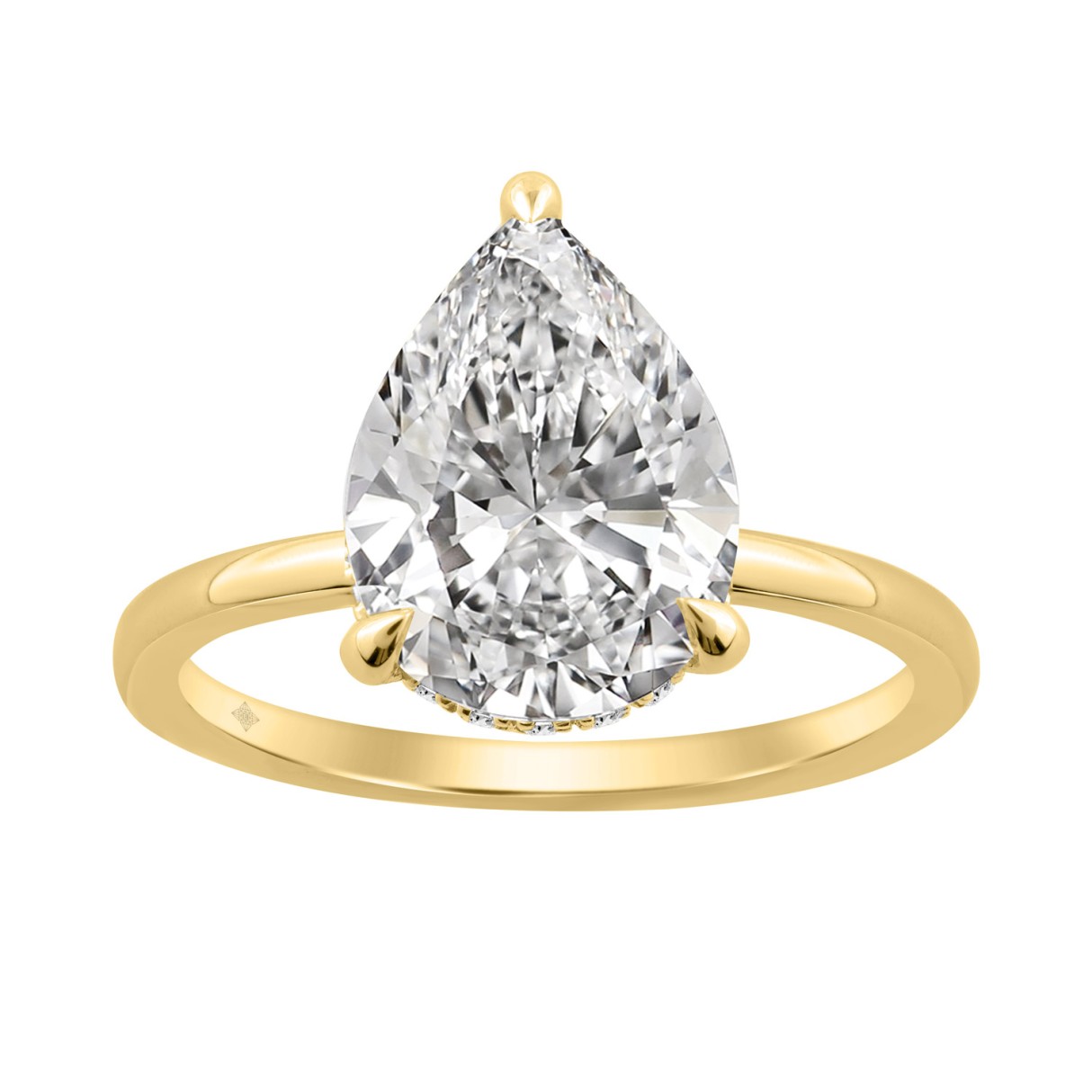 14K YELLOW GOLD 3.00CT ROUND/PEAR DIAMOND LADIES RING (CENTER STONE PEAR DIAMOND 3CT)