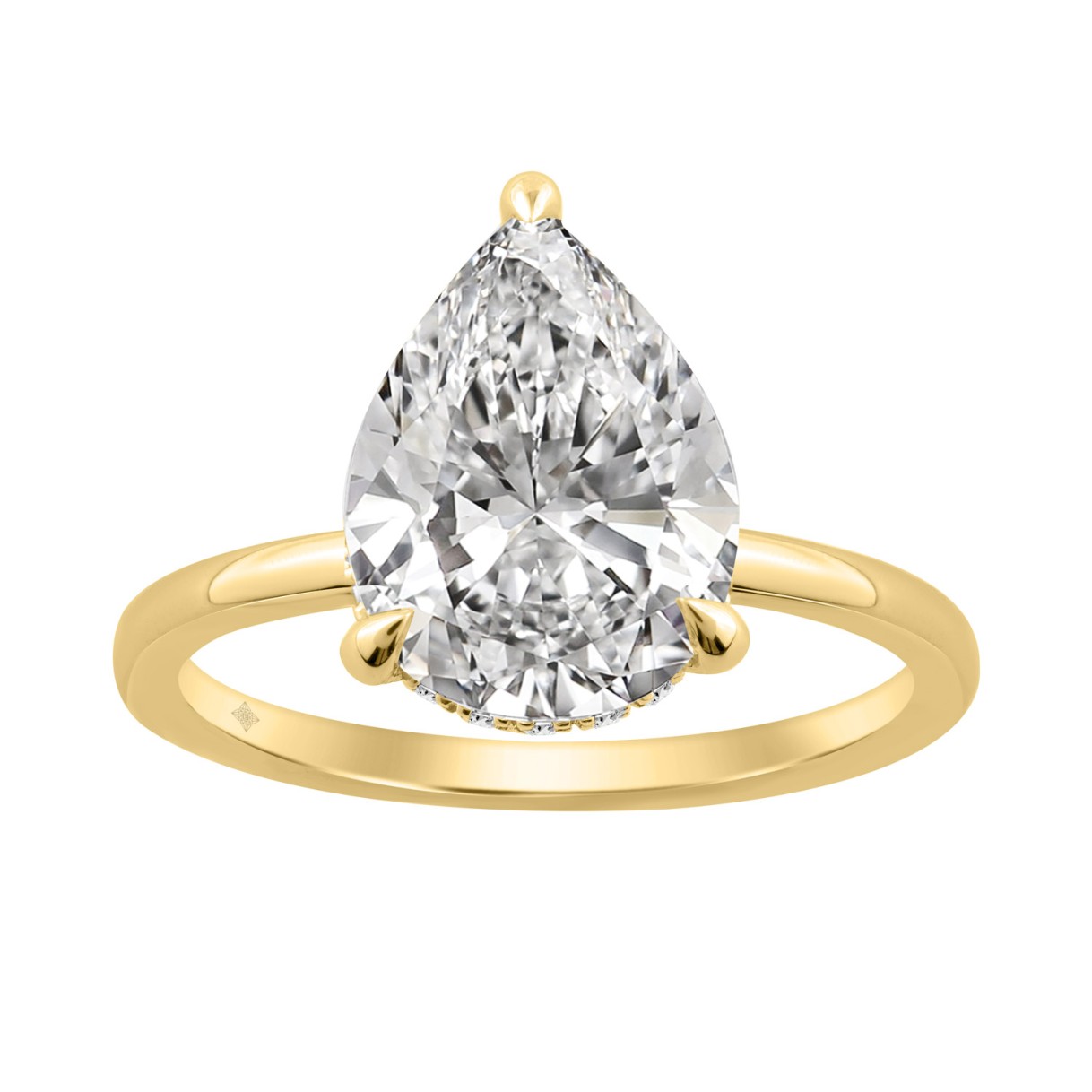 14K YELLOW GOLD 3.00CT ROUND/PEAR DIAMOND LADIES R...