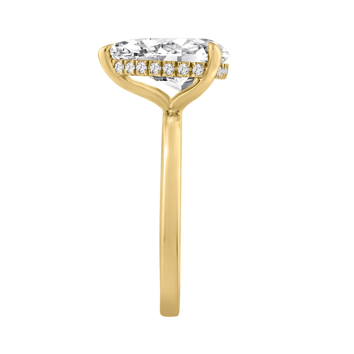 14K YELLOW GOLD 3.00CT ROUND/PEAR DIAMOND LADIES RING (CENTER STONE PEAR DIAMOND 3CT)