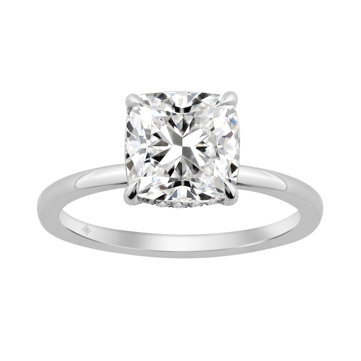 14K WHITE GOLD 3.00CT ROUND/CUSHION DIAMOND LADIES RING (CENTER STONE CUSHION DIAMOND 3CT)