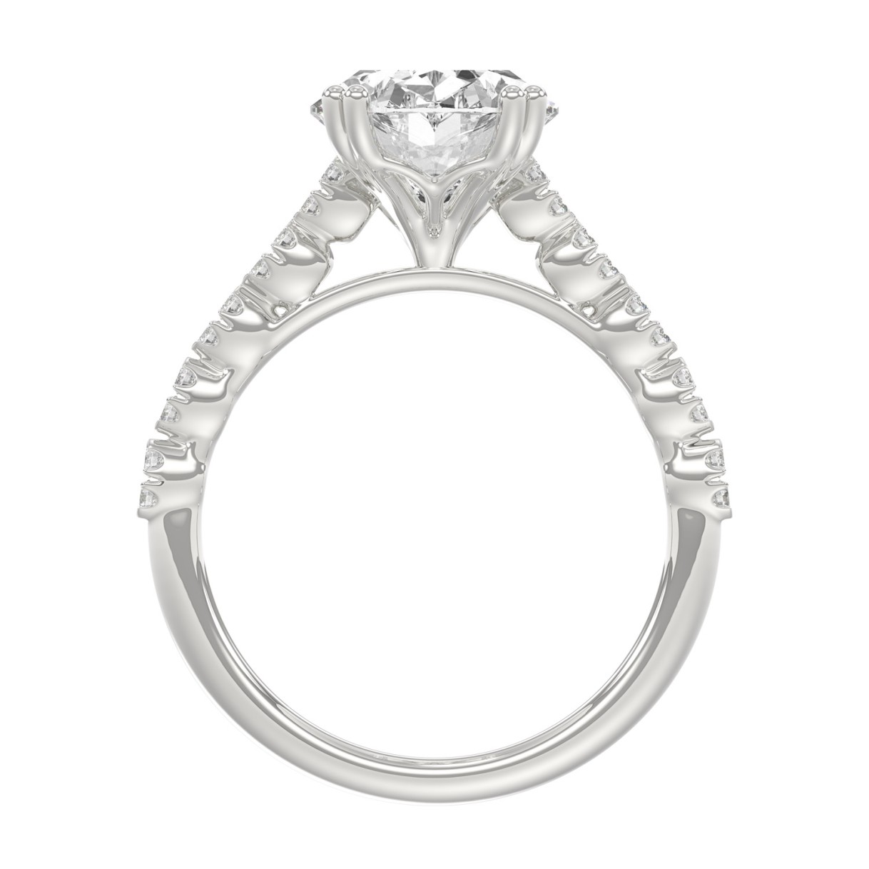 Ladies 14K White Gold Ladies Elegance- Bridal Set  3 1/3CT Round & Oval Diamonds 3.00CT Oval Center stone (Color F-G  Clarity VS1/VS2)