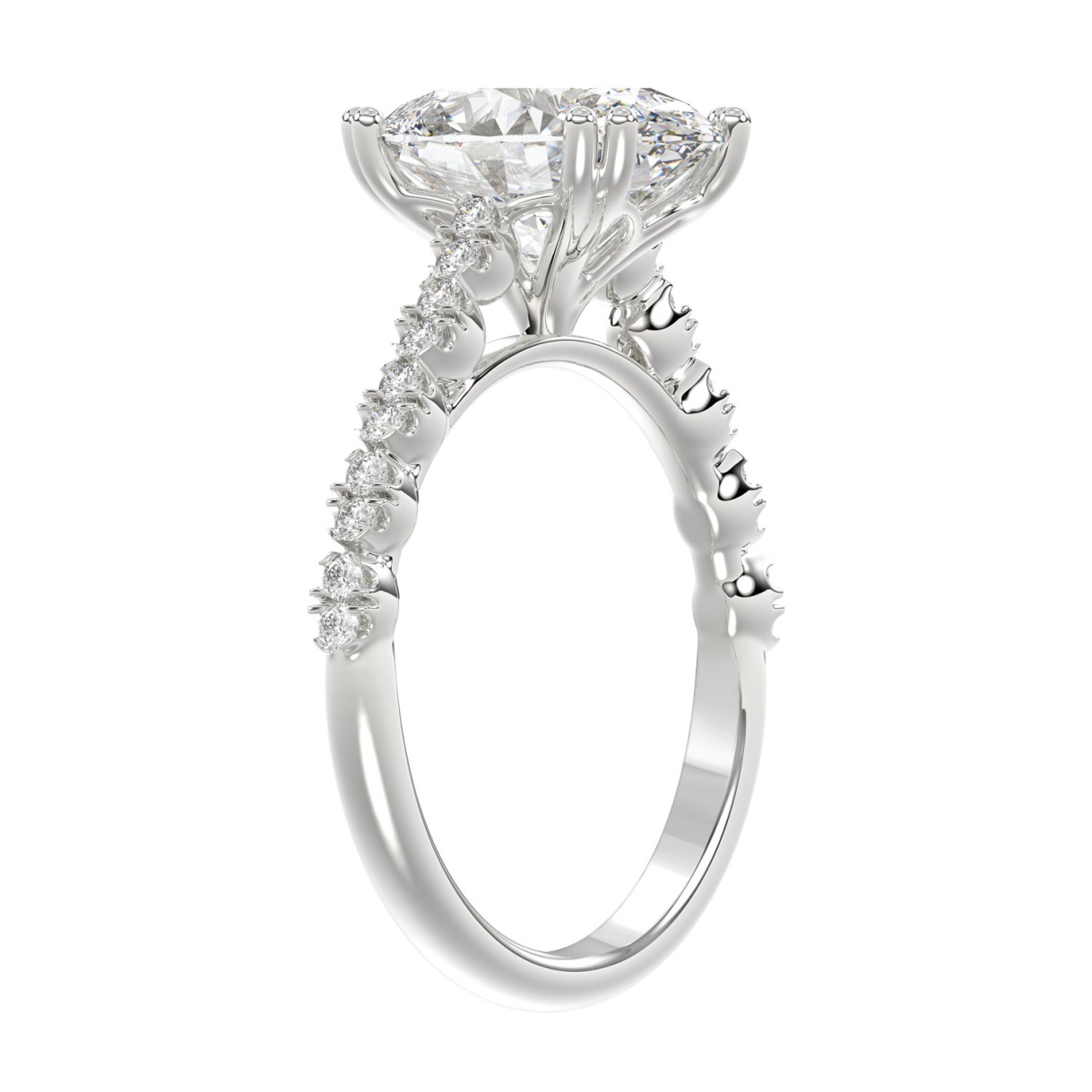 Ladies 14K White Gold Ladies Elegance- Bridal Set  3 1/3CT Round & Oval Diamonds 3.00CT Oval Center stone (Color F-G  Clarity VS1/VS2)