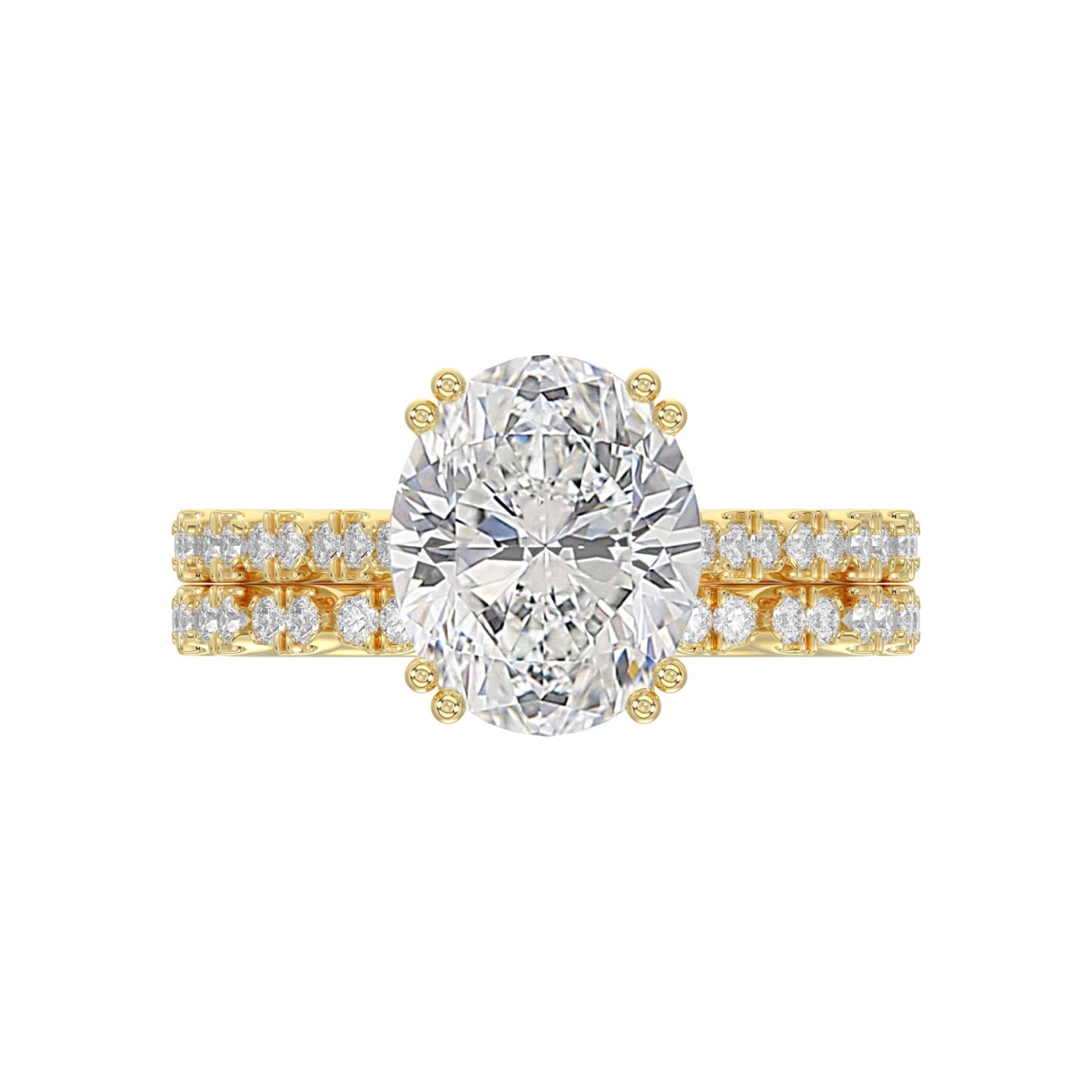 Ladies 14K Yellow Gold Ladies Elegance- Bridal Set  3 1/3CT Round & Oval Diamonds 3.00CT Oval Center stone (Color F-G  Clarity VS1/VS2)