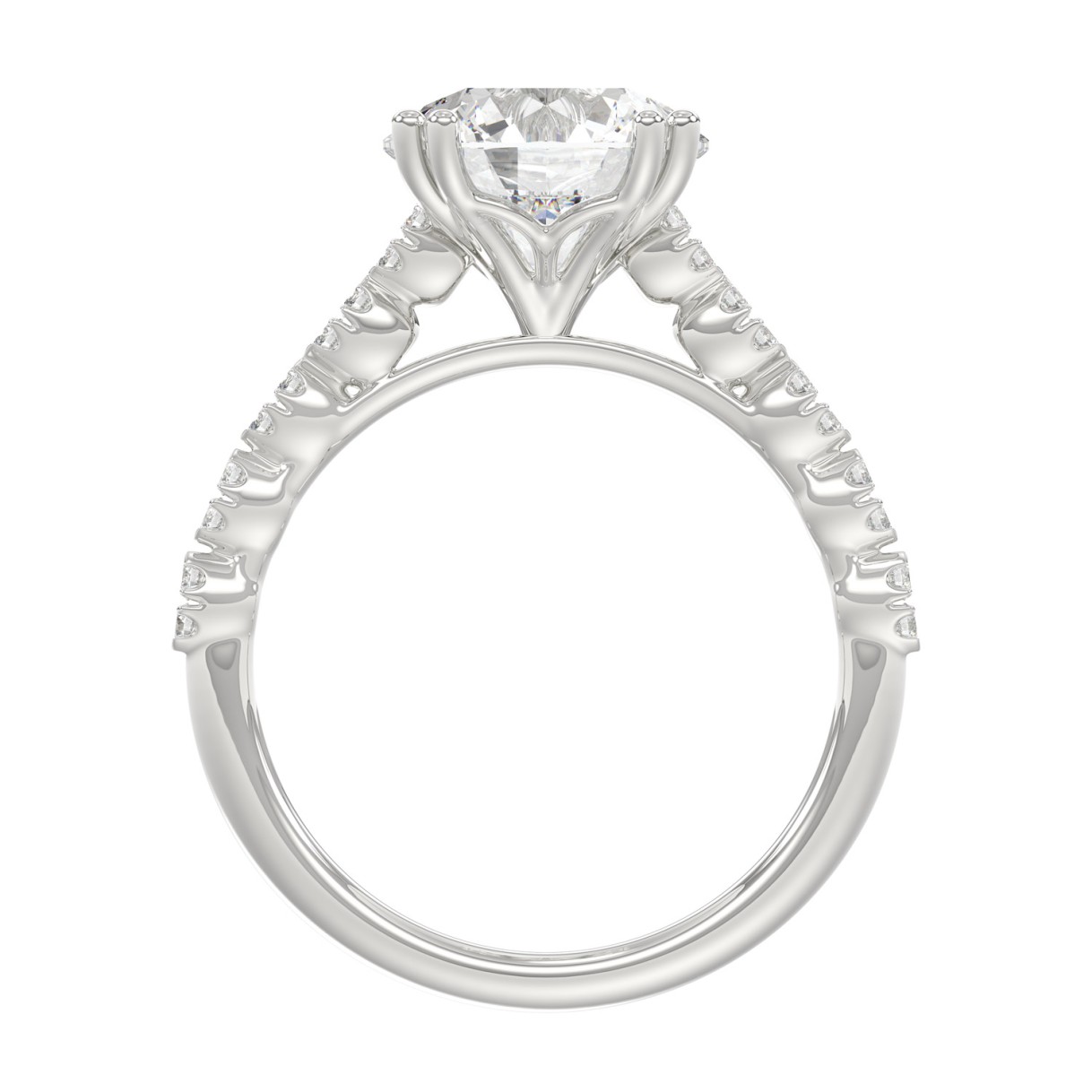 Ladies 14K White Gold Ladies Elegance- Bridal Set  3 1/3CT Round Diamond 3.00CT Round Center stone (Color F-G -Clarity VS1/VS2)
