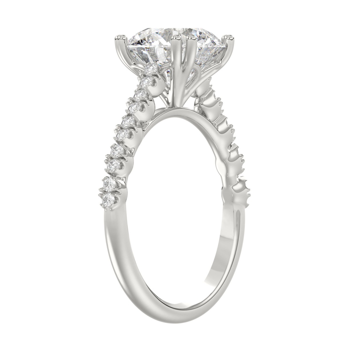 Ladies 14K White Gold Ladies Elegance- Bridal Set  3 1/3CT Round Diamond 3.00CT Round Center stone (Color F-G -Clarity VS1/VS2)