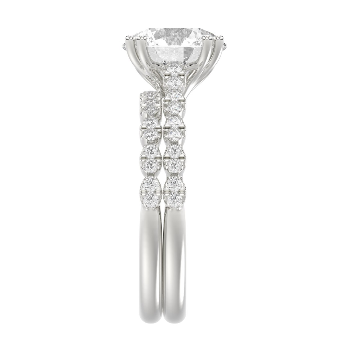 Ladies 14K White Gold Ladies Elegance- Bridal Set  3 1/3CT Round Diamond 3.00CT Round Center stone (Color F-G -Clarity VS1/VS2)