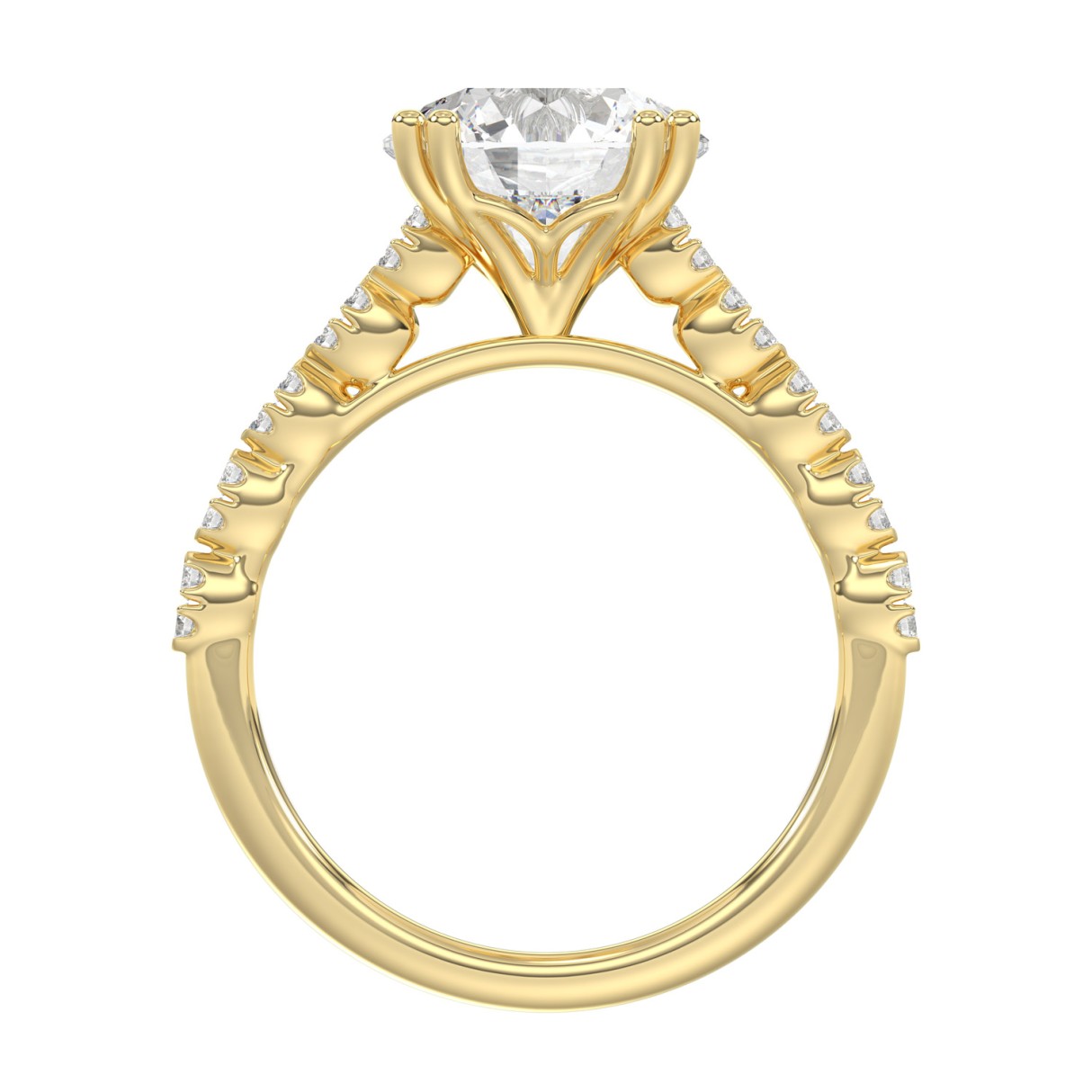 Ladies 14K Yellow Gold Ladies Elegance- Bridal Set  3 1/3CT Round Diamond 3.00CT Round Center stone (Color F-G -Clarity VS1/VS2)