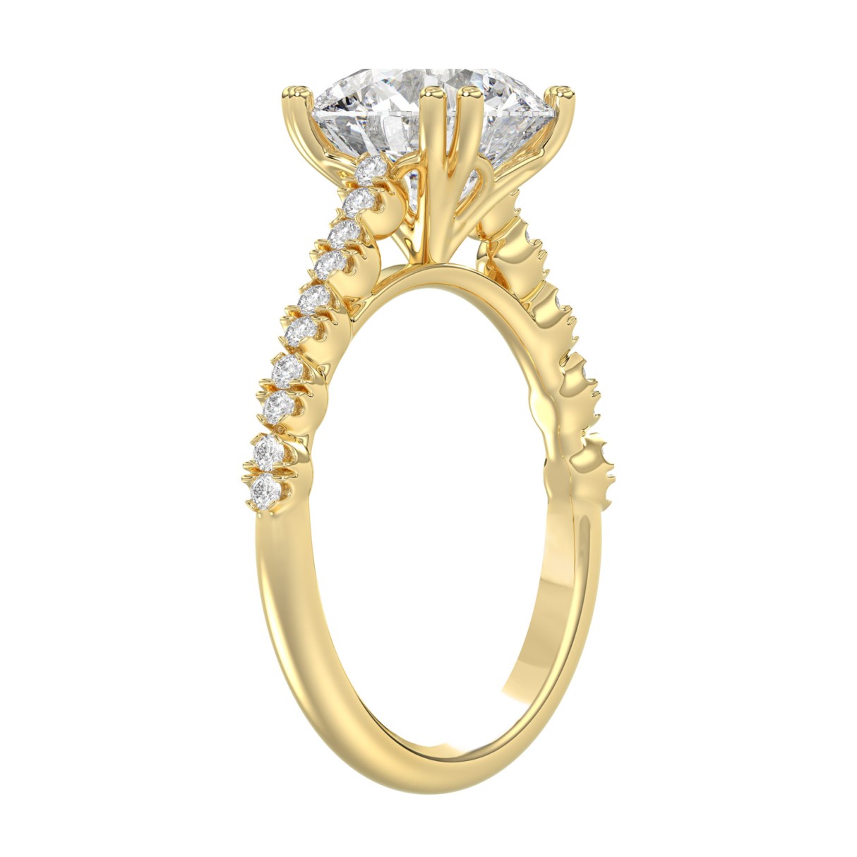 Ladies 14K Yellow Gold Ladies Elegance- Bridal Set  3 1/3CT Round Diamond 3.00CT Round Center stone (Color F-G -Clarity VS1/VS2)