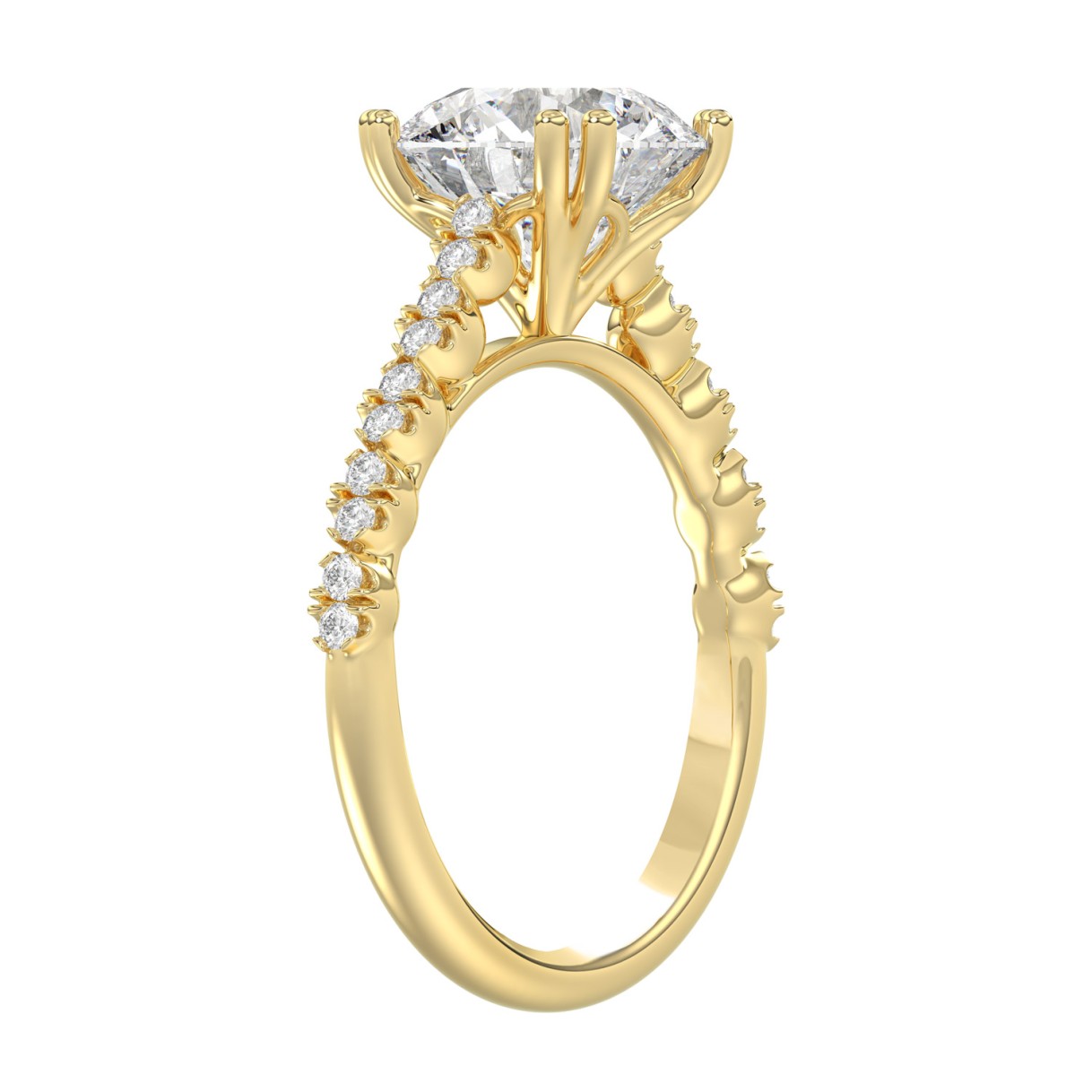 Ladies 14K Yellow Gold Ladies Elegance- Bridal Set  3 1/3CT Round Diamond 3.00CT Round Center stone (Color F-G -Clarity VS1/VS2)