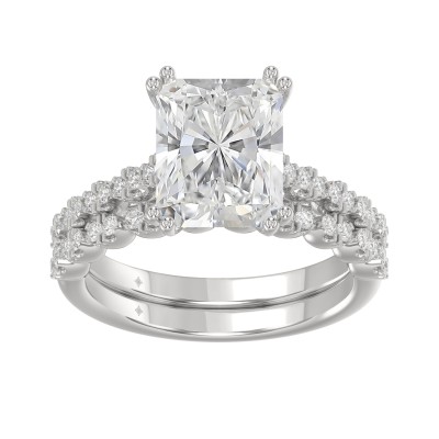 Ladies 14K White Gold Ladies Elegance- Bridal Set  3 1/3CT Round & Radiant Diamond 3.00CT Radiant Center stone (Color F-G -Clarity VS1/VS2)