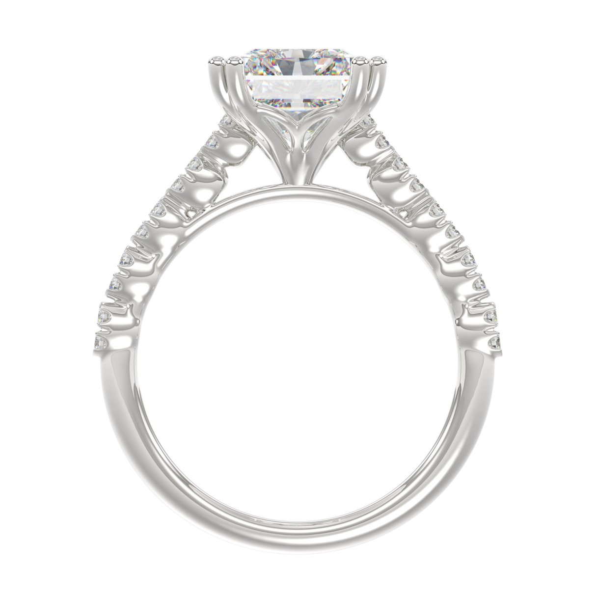 Ladies 14K White Gold Ladies Elegance- Bridal Set  3 1/3CT Round & Radiant Diamond 3.00CT Radiant Center stone (Color F-G -Clarity VS1/VS2)