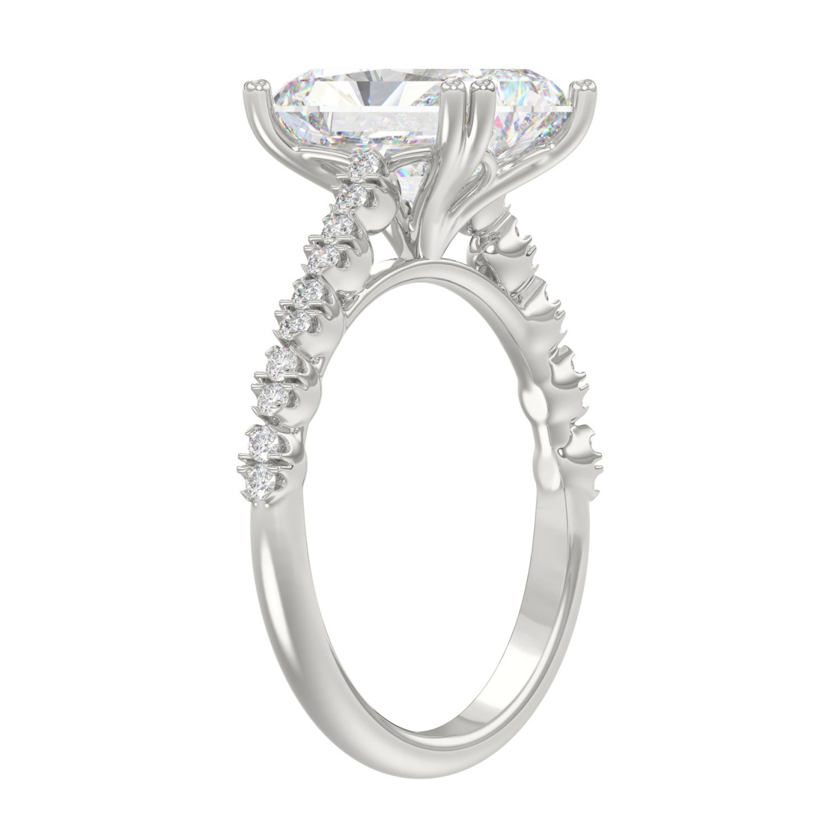 Ladies 14K White Gold Ladies Elegance- Bridal Set  3 1/3CT Round & Radiant Diamond 3.00CT Radiant Center stone (Color F-G -Clarity VS1/VS2)