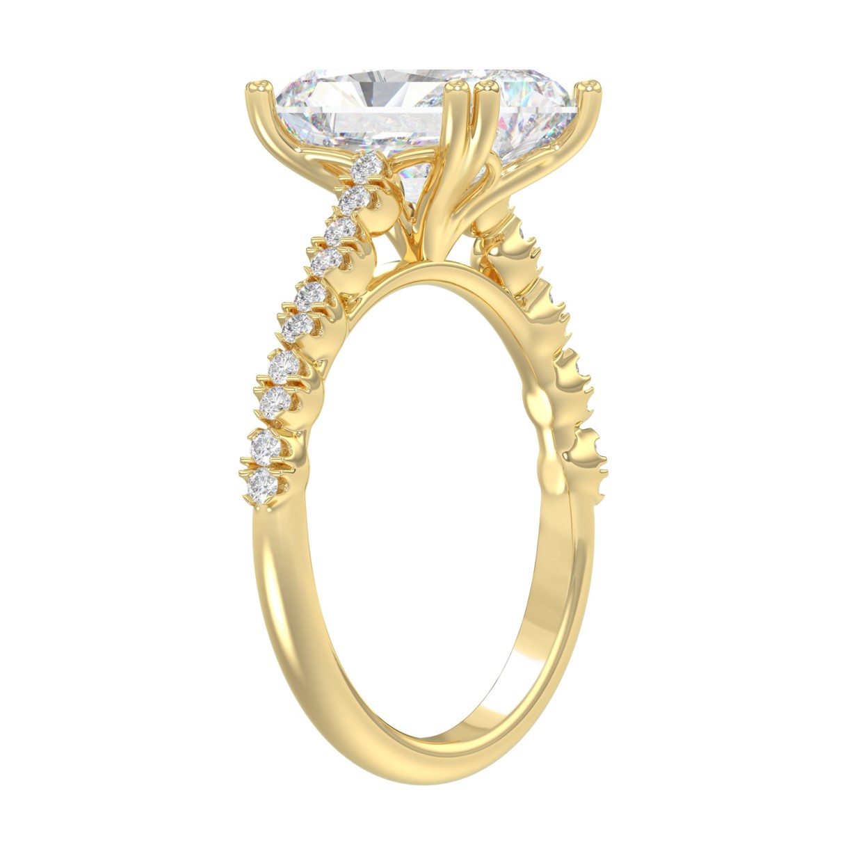 Ladies 14K Yellow Gold Ladies Elegance- Bridal Set  3 1/3CT Round & Radiant Diamond 3.00CT Radiant Center stone (Color F-G -Clarity VS1/VS2)