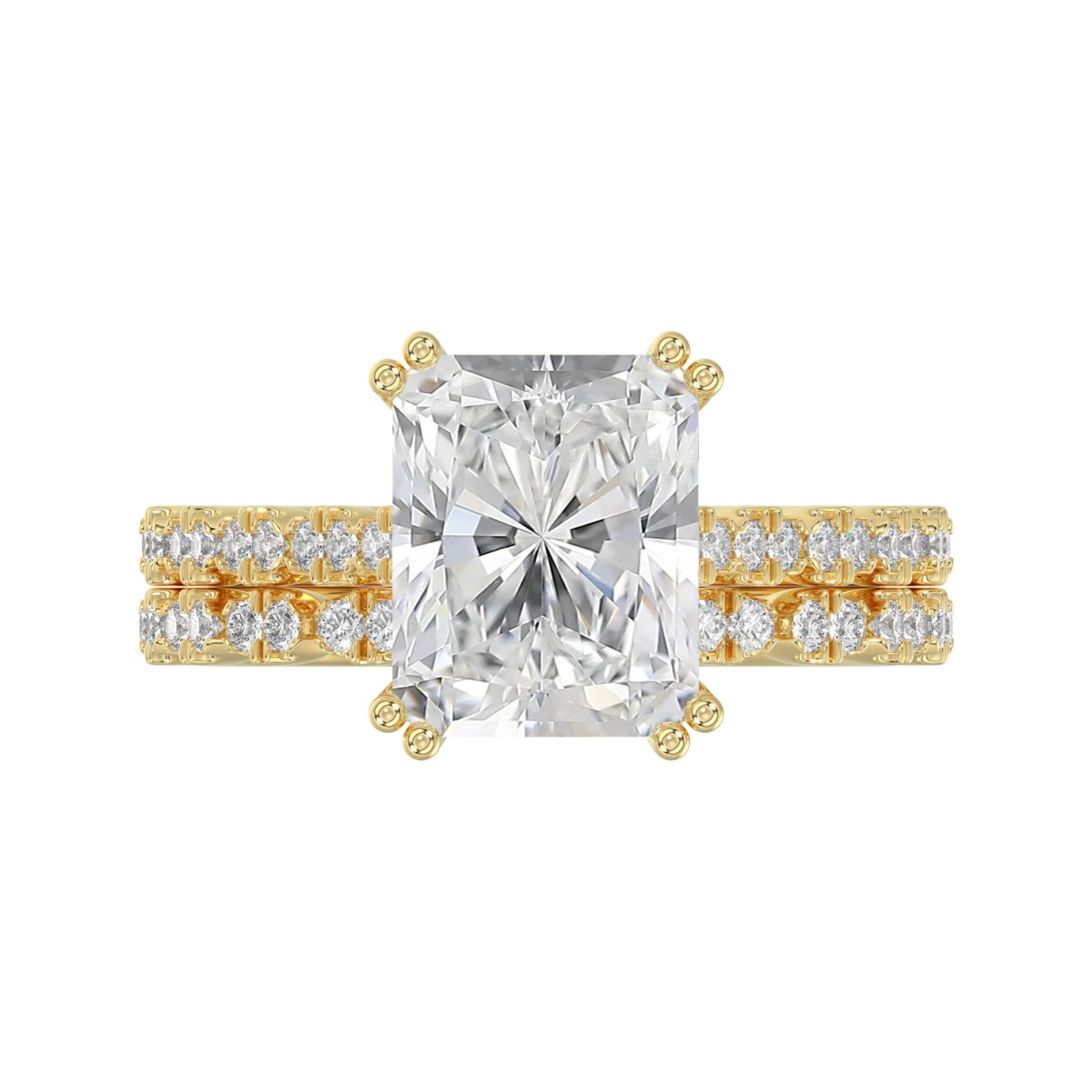 Ladies 14K Yellow Gold Ladies Elegance- Bridal Set  3 1/3CT Round & Radiant Diamond 3.00CT Radiant Center stone (Color F-G -Clarity VS1/VS2)