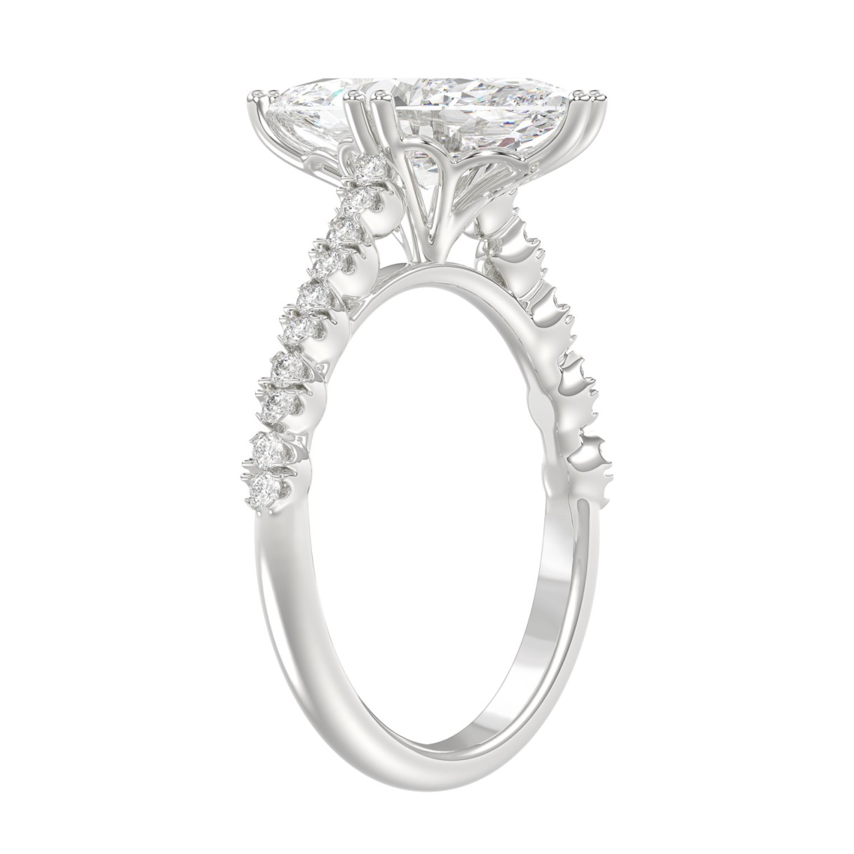 Ladies 14K White Gold Ladies Elegance- Bridal Set  3 1/3CT Round & Marquise Diamonds 3.00CT Marquise Center stone (Color F-G -Clarity VS1/VS2)