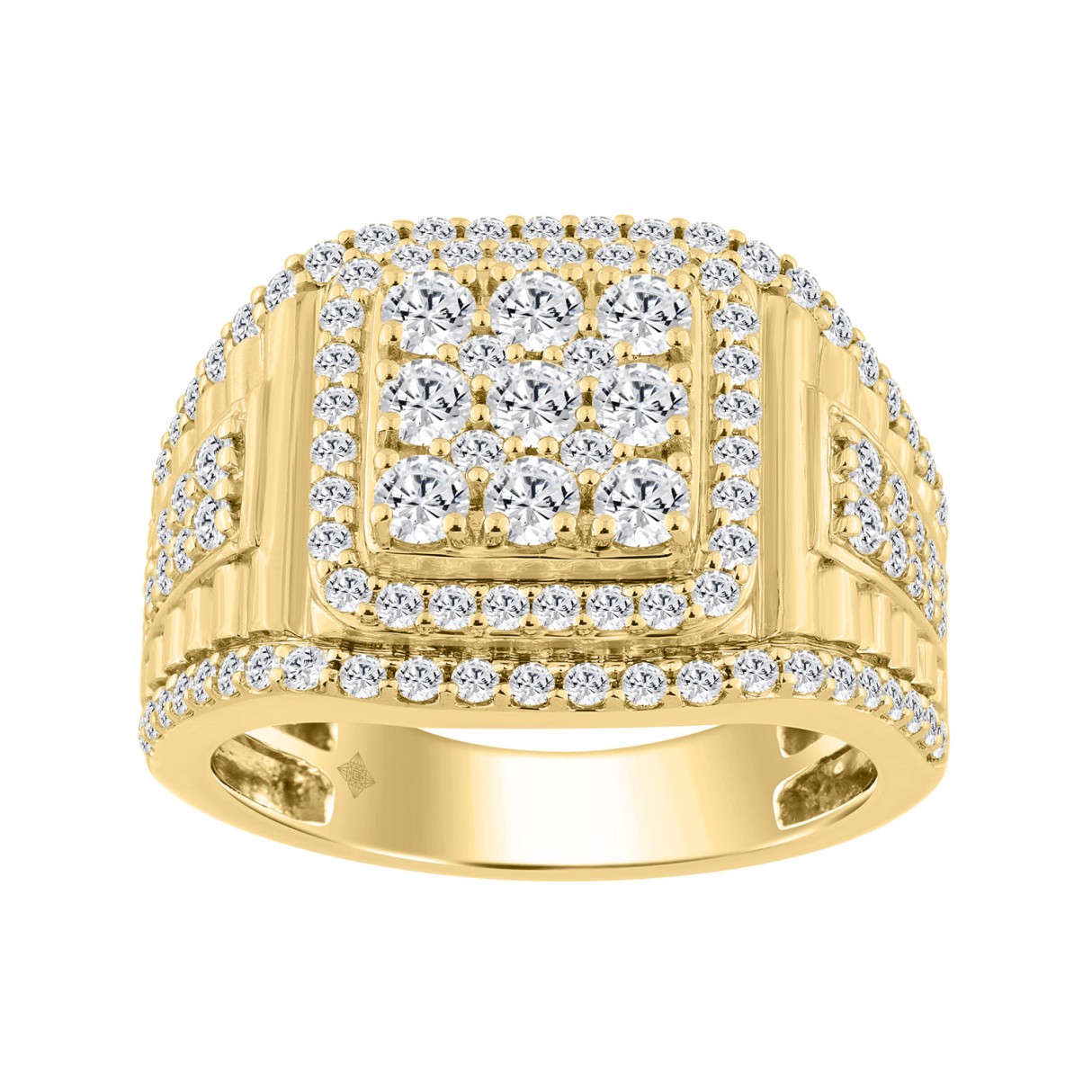 14K YELLOW GOLD 2.00CT ROUND DIAMOND MEN'S RING...