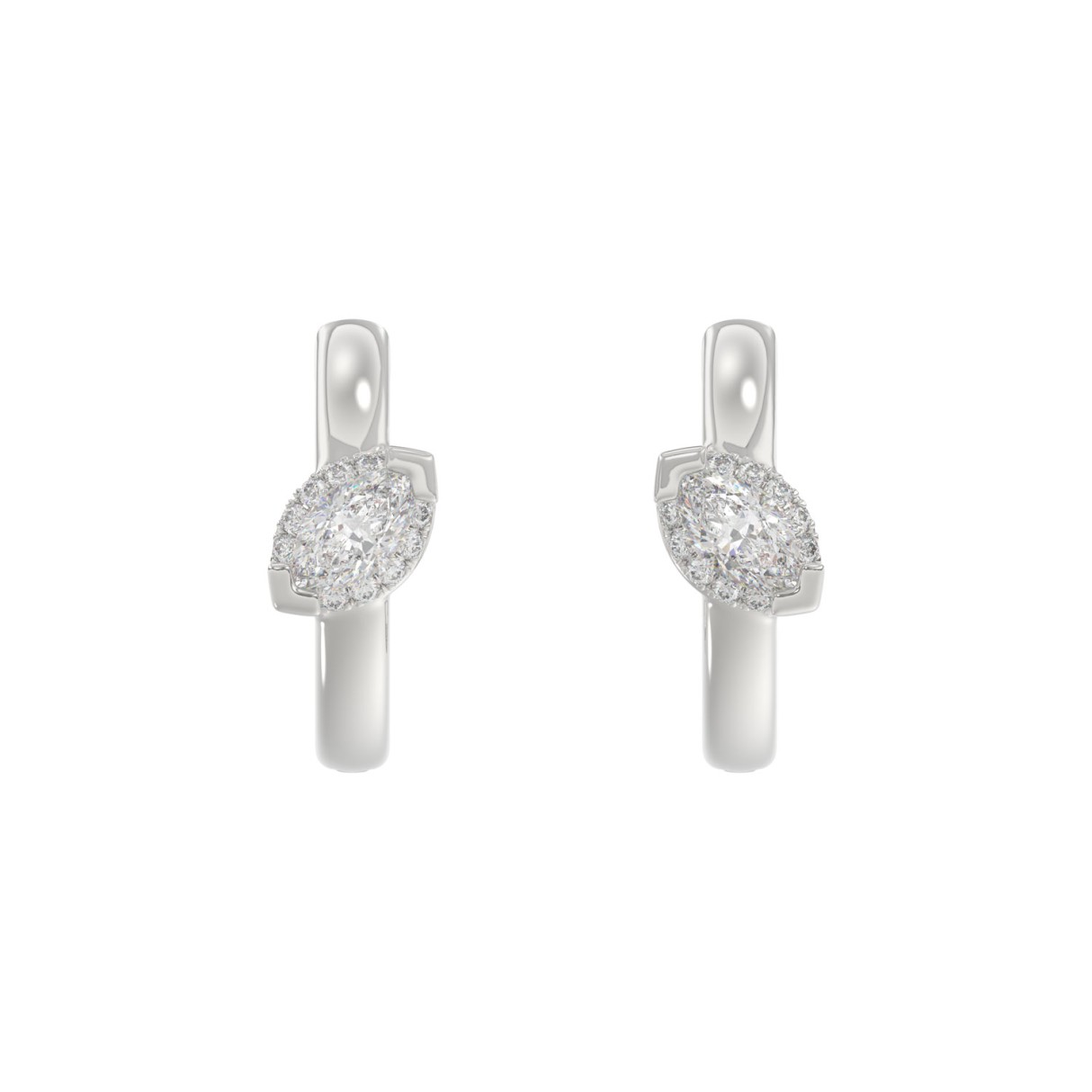 1/2CT Marquise & Round Lab Grown Diamond Ladies Hoop Earrings 10K White Gold (Color F-G -Clarity VS1/VS2)