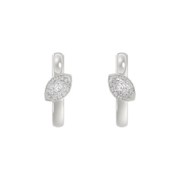1/2CT Marquise & Round Lab Grown Diamond Ladies Hoop Earrings 10K White Gold (Color F-G -Clarity VS1/VS2)