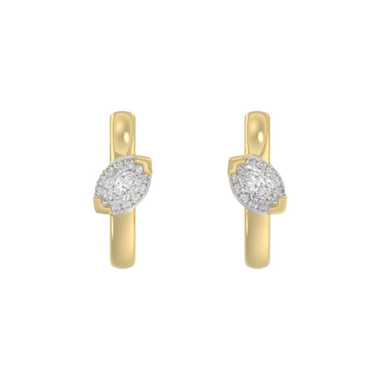1/2CT Marquise & Round Lab Grown Diamond Ladies Hoop Earrings 10K Yellow Gold (Color F-G -Clarity VS1/VS2)