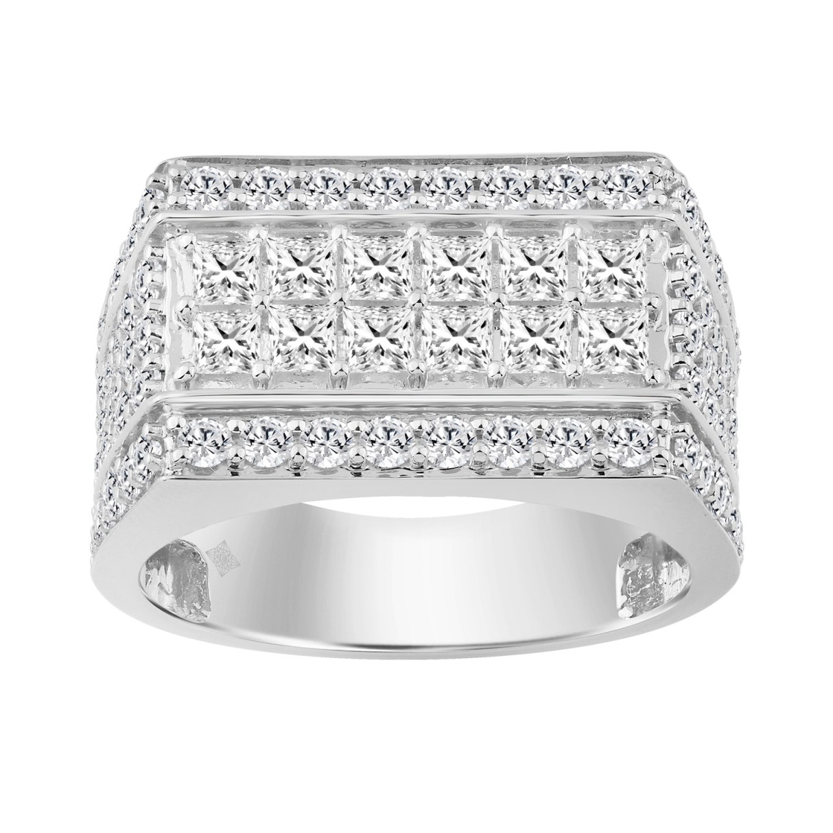 14K WHITE GOLD 3.00CT ROUND/PRINCESS DIAMOND MEN'S...