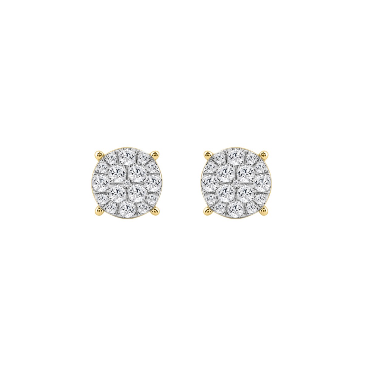 10K Yellow Gold Ladies Stud Earrings 1/2CT Round Brilliant Cut Diamond (Color F-G -Clarity VS2)