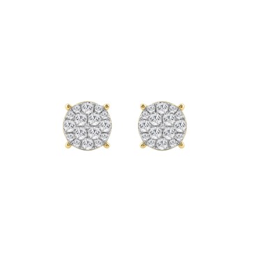 10K Yellow Gold Ladies Stud Earrings 1/2CT Round Brilliant Cut Diamond (Color F-G -Clarity VS2)