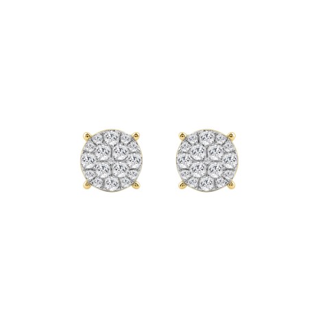 10K Yellow Gold Ladies Stud Earrings 1/2CT Round Brilliant Cut Diamond (Color F-G -Clarity VS2)