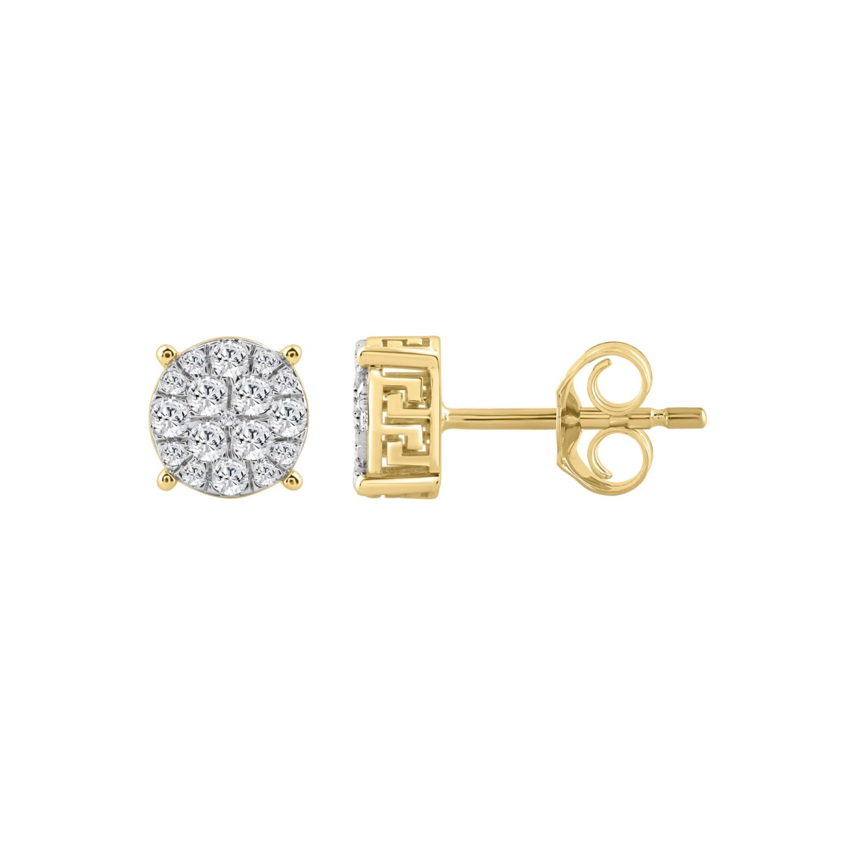 10K Yellow Gold Ladies Stud Earrings 1/2CT Round Brilliant Cut Diamond (Color F-G -Clarity VS2)