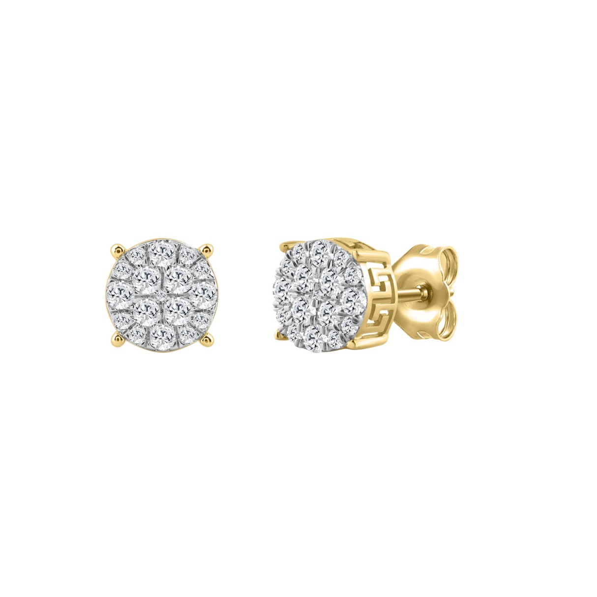 10K Yellow Gold Ladies Stud Earrings 1/2CT Round Brilliant Cut Diamond (Color F-G -Clarity VS2)
