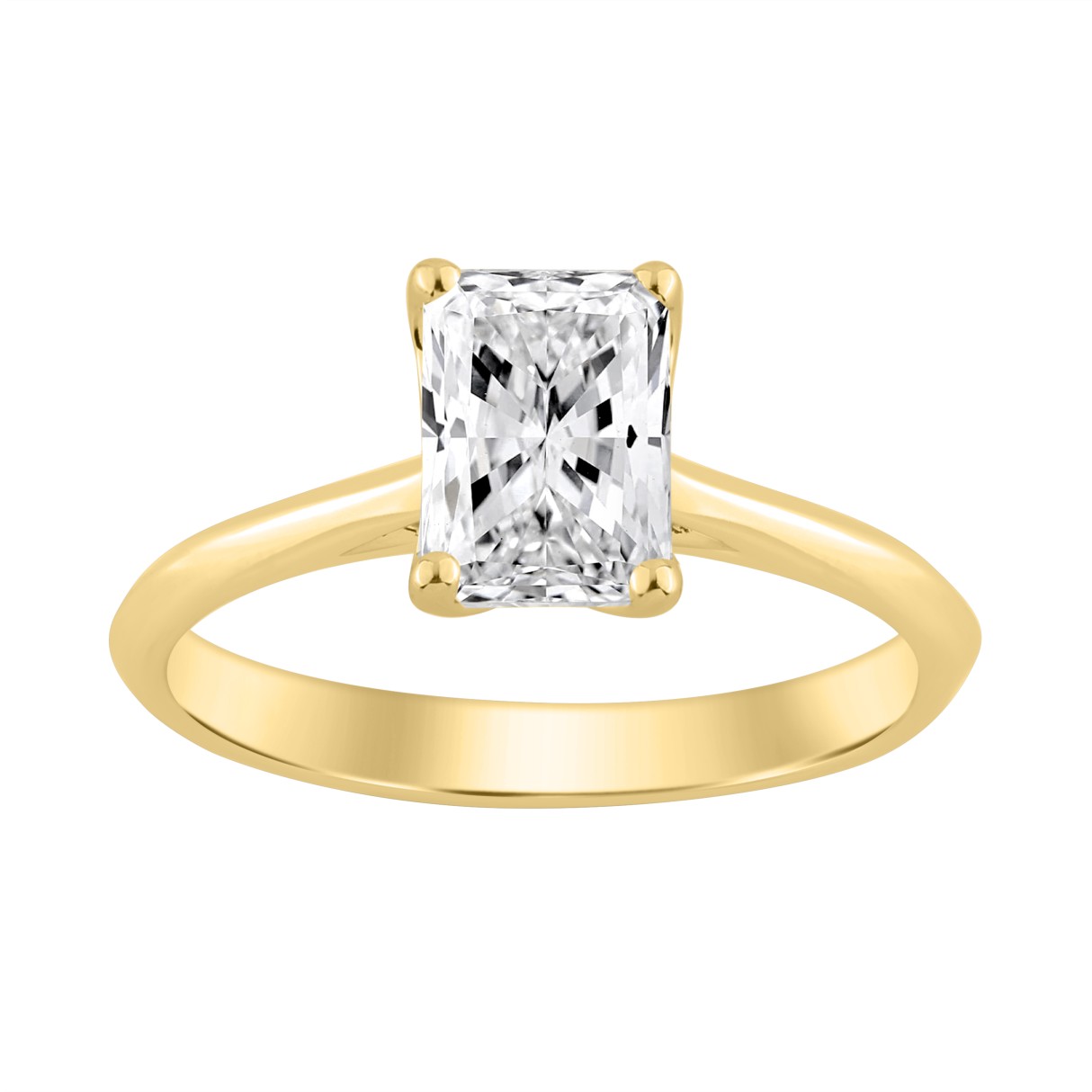 14K YELLOW GOLD 1 1/2CT RADIANT DIAMOND LADIES SOL...
