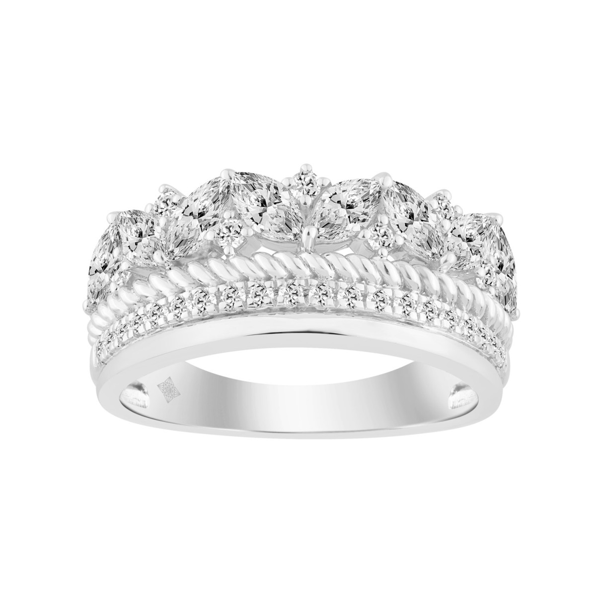 14K White Gold Ladies Fashion Ring with 1.00 CT Ro...