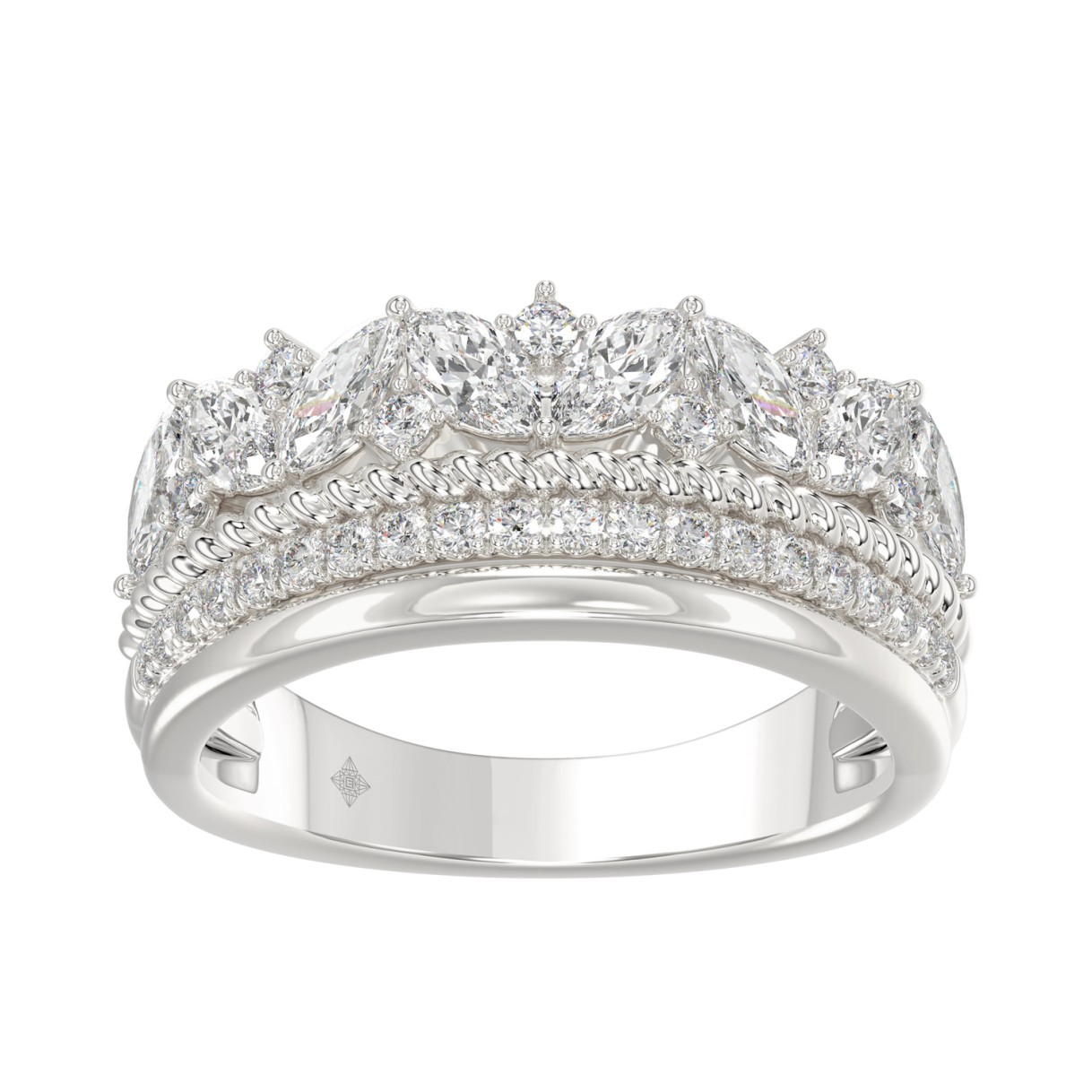 14K White Gold Ladies Fashion Ring with 1.00 CT Ro...