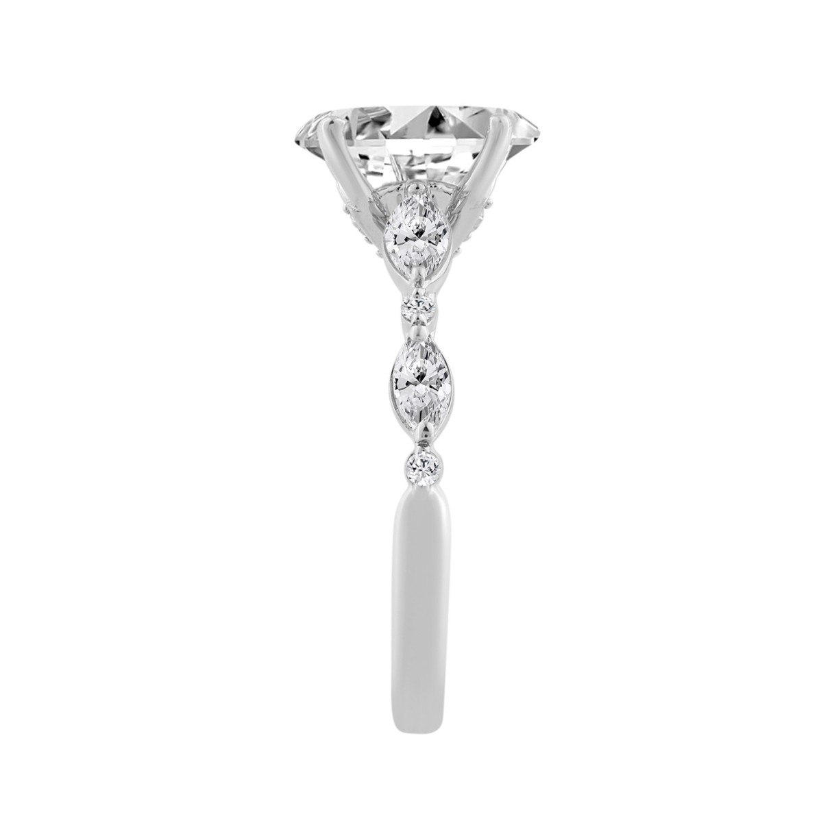 14K WHITE GOLD 2 1/2CT ROUND/OVAL/MARQUISE DIAMOND LADIES RING (CENTER STONE OVAL DIAMOND 2CT