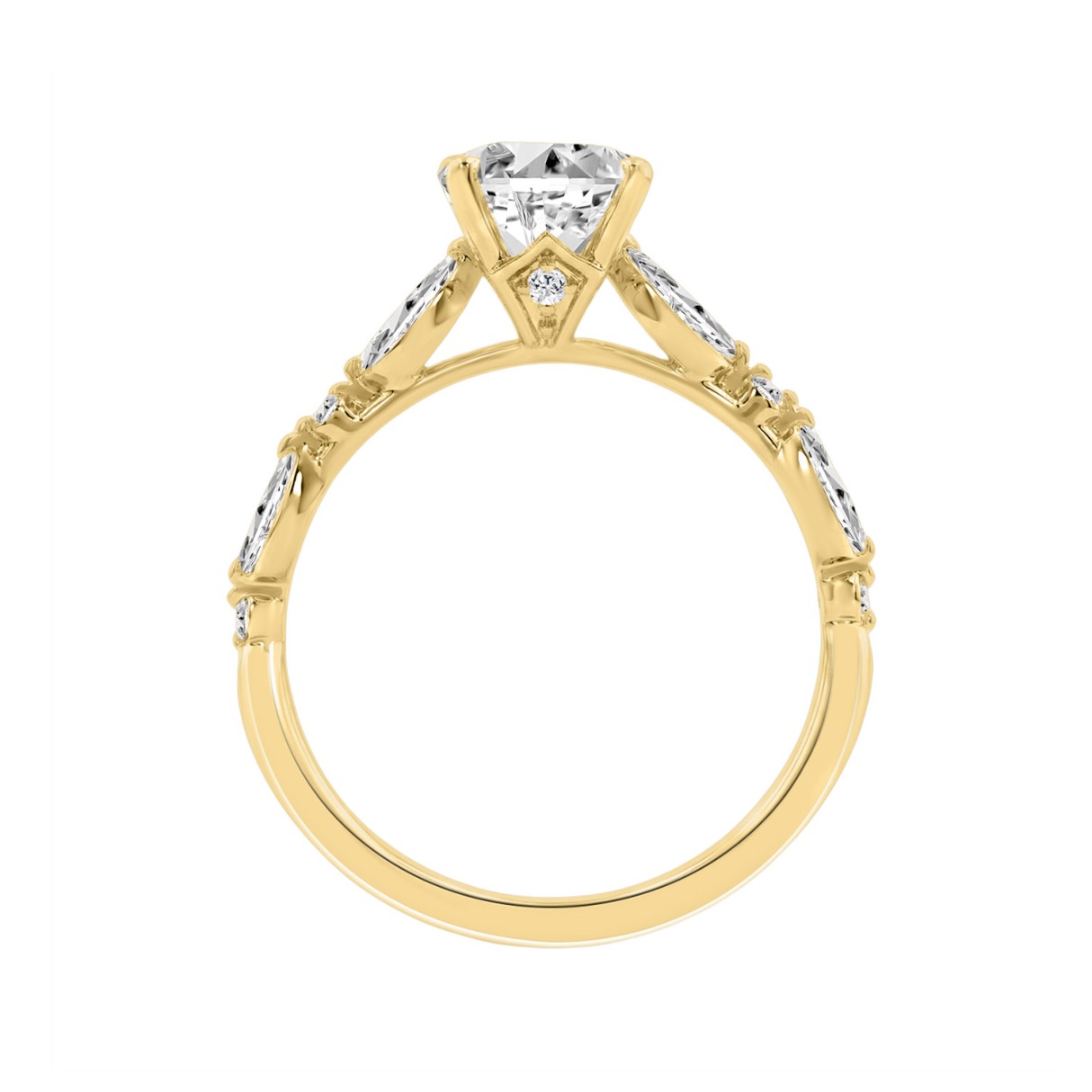 14K Yellow Gold Oval Diamond Ring 2 1/2CT With Round & Marquise Diamonds 2.00CT Oval Center stone (Color F-G  Clarity VS1/VS2)