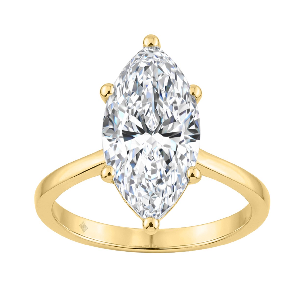 14K YELLOW GOLD 4.00CT MARQUISE DIAMOND LADIES SOL...