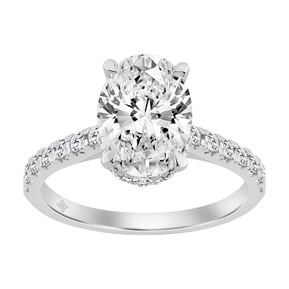 14K WHITE GOLD 3.00CT ROUND/OVAL DIAMOND LADIES RING (CENTER STONE OVAL DIAMOND 2 1/2CT)