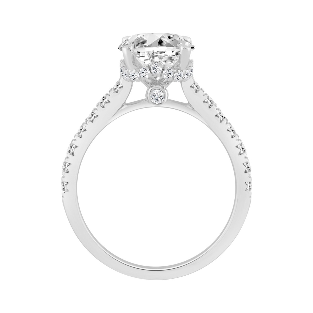 14K WHITE GOLD 3.00CT ROUND/OVAL DIAMOND LADIES RING (CENTER STONE OVAL DIAMOND 2 1/2CT)
