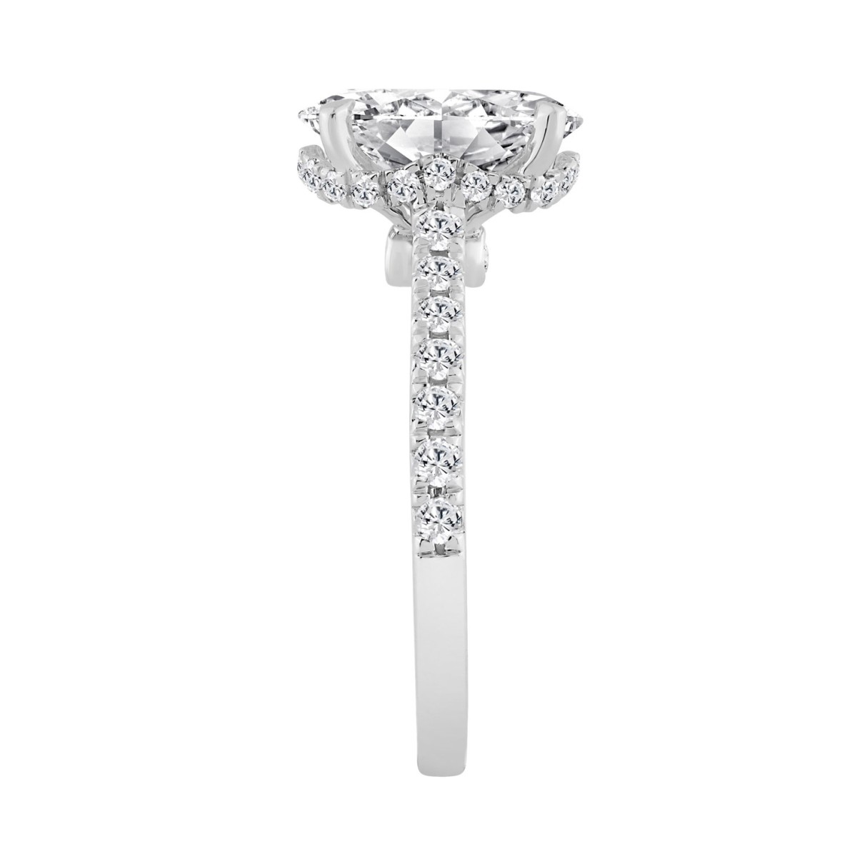 14K WHITE GOLD 3.00CT ROUND/OVAL DIAMOND LADIES RING (CENTER STONE OVAL DIAMOND 2 1/2CT)
