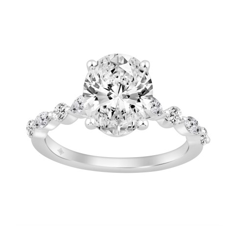 14K White Gold Oval Diamond Fancy Engagement Ring for Ladies 2 1/2CT with Marquise & Round Diamond 2.00CT Oval Center stone (Color F-G -Clarity VS1/VS2)