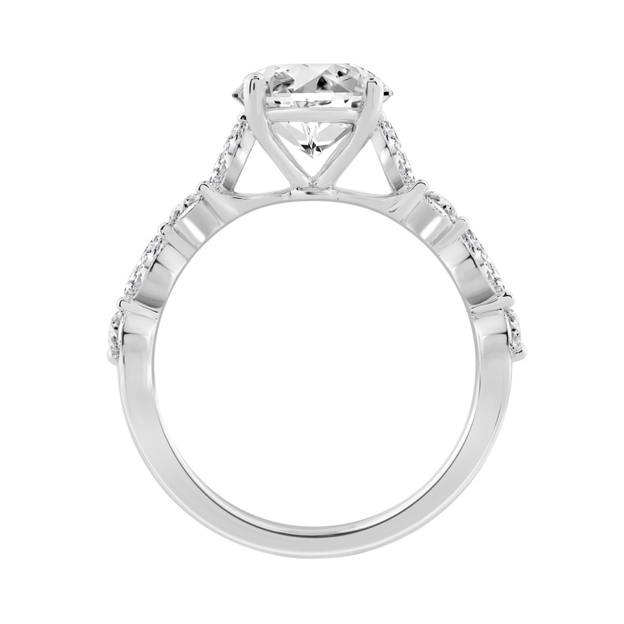 14K White Gold Oval Diamond Fancy Engagement Ring for Ladies 2 1/2CT with Marquise & Round Diamond 2.00CT Oval Center stone (Color F-G -Clarity VS1/VS2)