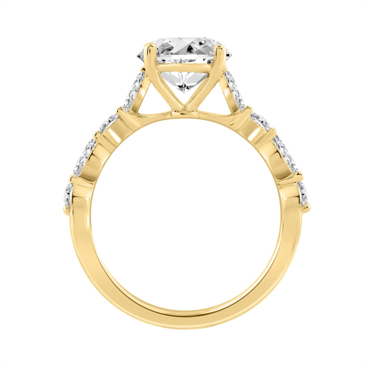 14K Yellow Gold Oval Diamond Fancy Engagement Ring for Ladies 2 1/2CT with Marquise & Round Diamond 2.00CT Oval Center stone (Color F-G -Clarity VS1/VS2)