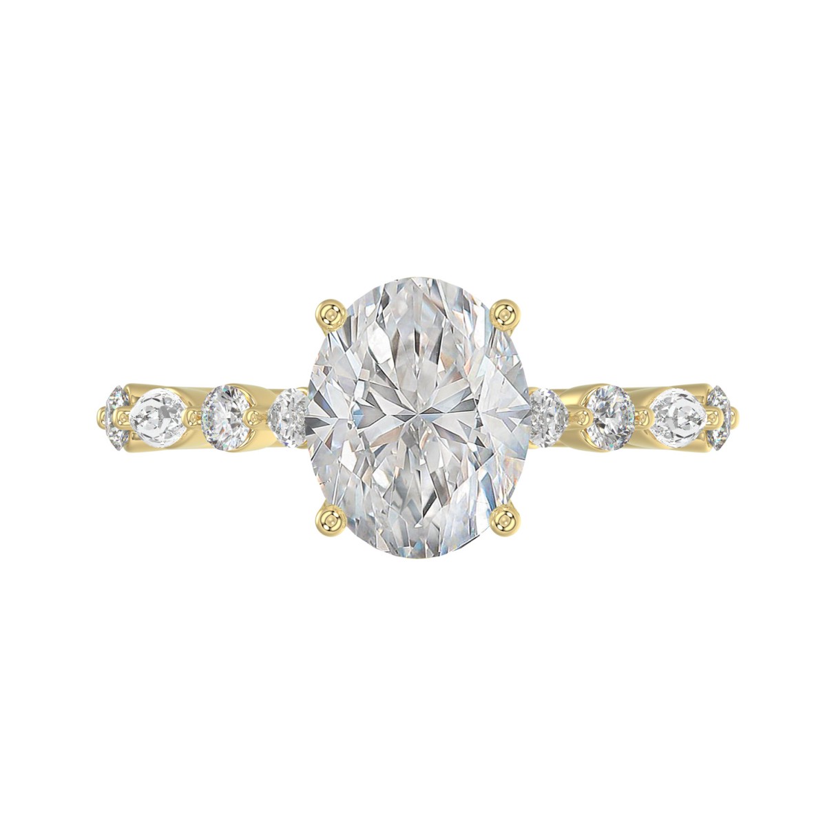 14K Yellow Gold Oval Diamond Fancy Engagement Ring for Ladies 2 1/2CT with Marquise & Round Diamond 2.00CT Oval Center stone (Color F-G -Clarity VS1/VS2)