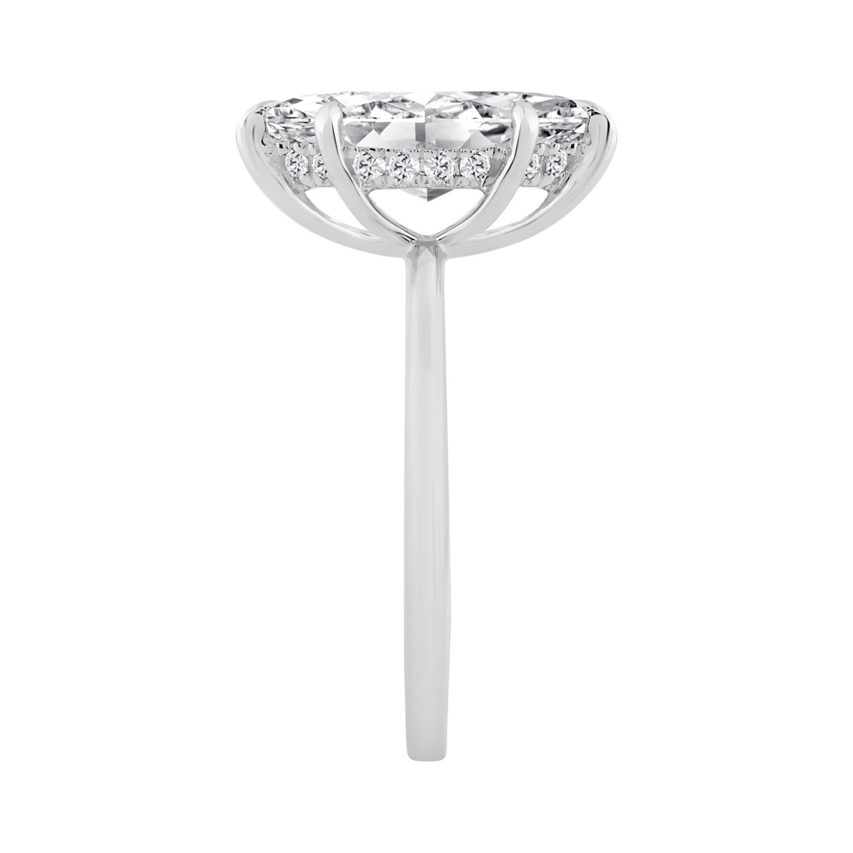 14K WHITE GOLD 2.00CT MARQUISE/ROUND DIAMOND LADIES RING (CENTER STONE MARQUISE DIAMOND 2.00CT)
