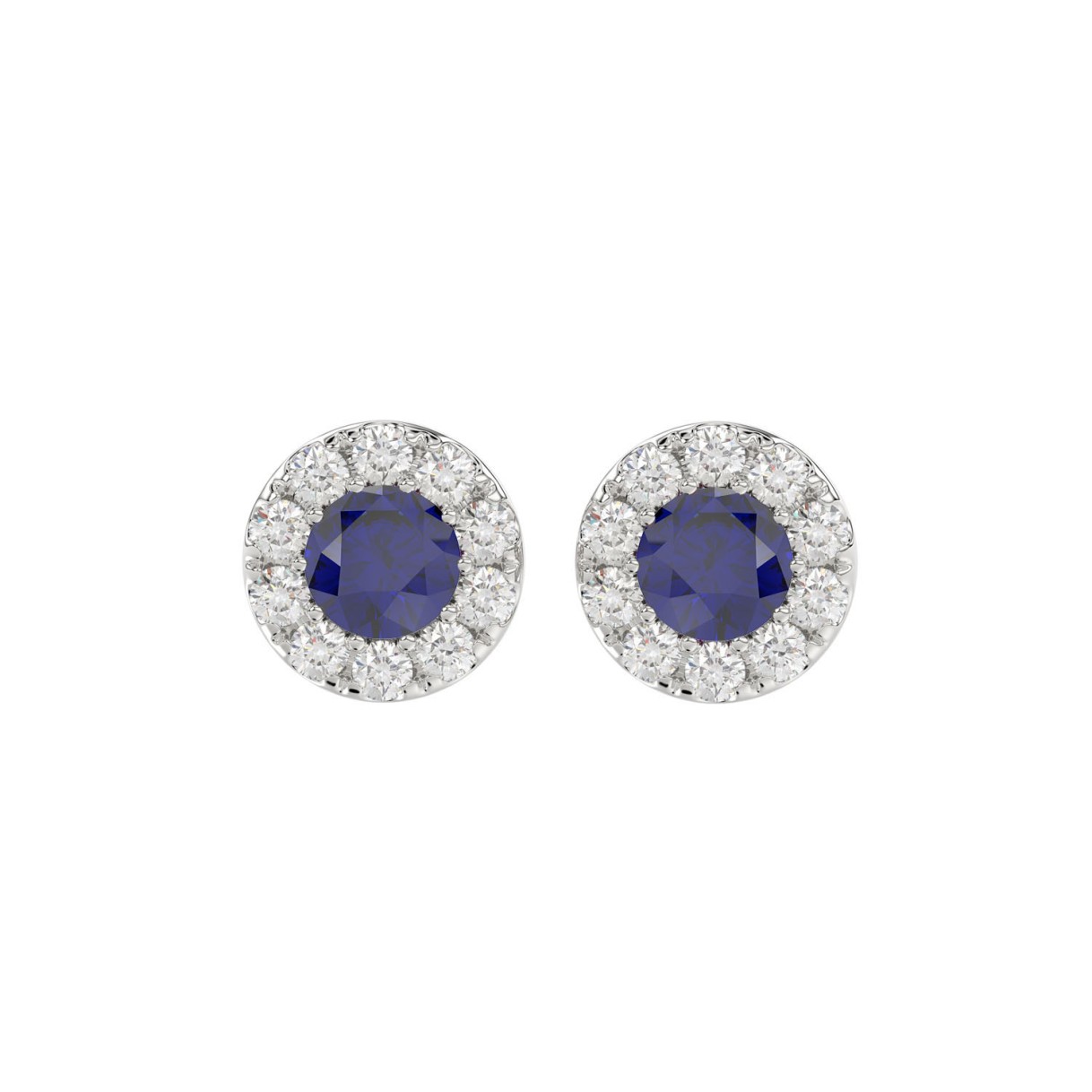 14K WHITE GOLD 1/2CT ROUND/BLUE SAPPHIRE ROUND DIA...