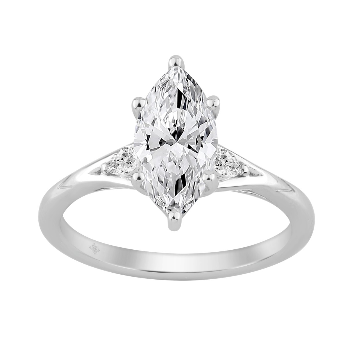 14K White Gold 2 1/6Ct Marquise And Round Three St...