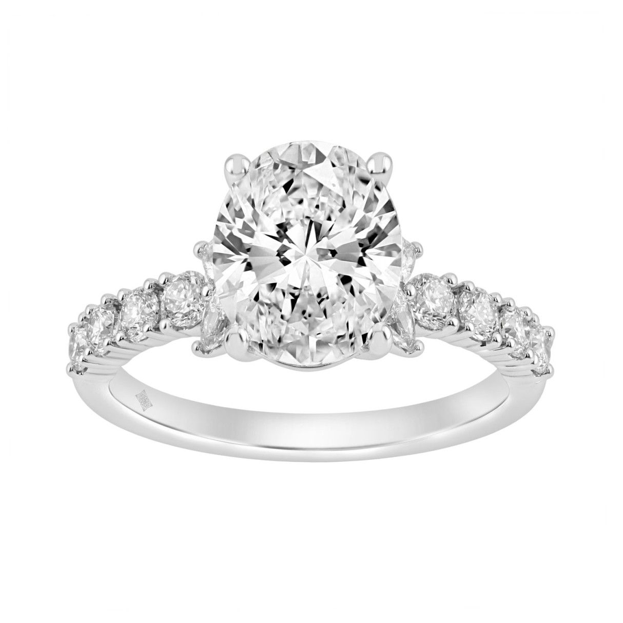 Elegant 14K White Gold Multi Shape Diamond Ladies ...